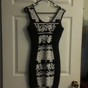 Black and white fitted dress